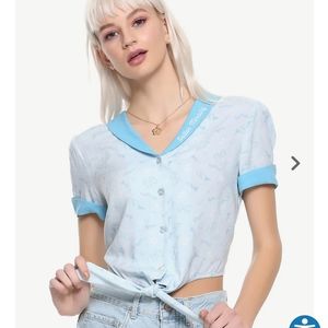 Sailor Mercury Tie-Front Crop Button-up